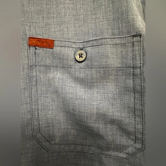Orvis Men's Button Up Shirt Blue Short Sleeve Pockets Classic Collection… - Picture 3 of 4